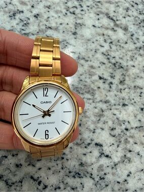 Women’s Gold Casio Analog Watch, Water Resistant